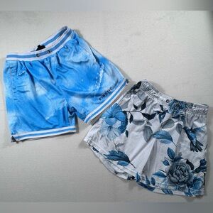 Kinetic Bundle Men’s Medium | 2 Pack 5” Inseam Mesh Athletic Shorts Blue Floral